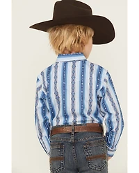 Wrangler Boys' Checotah Southwestern Striped Print Long Sleeve Snap Western Shirt