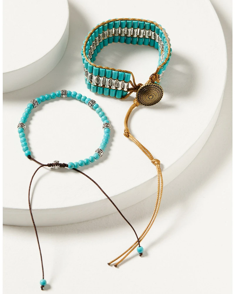 Shyanne Women's Beaded Pull Tie Bracelet Set - 2 Piece