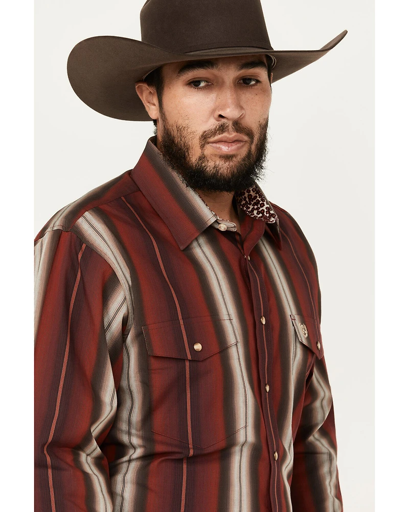 Panhandle Men's Select Serape Striped Print Long Sleeve Snap Western Shirt