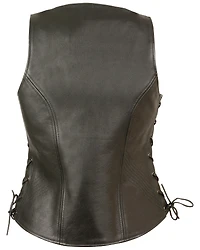 Milwaukee Leather Women's Open Neck Side Lace Zipper Front Vest - 5X
