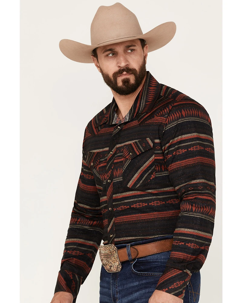 Rock & Roll Denim Men's Southwestern Stripe Stretch Long Sleeve Snap Shirt