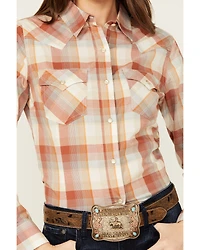 Wrangler Retro Women's Plaid Print Long Sleeve Pearl Snap Western Shirt