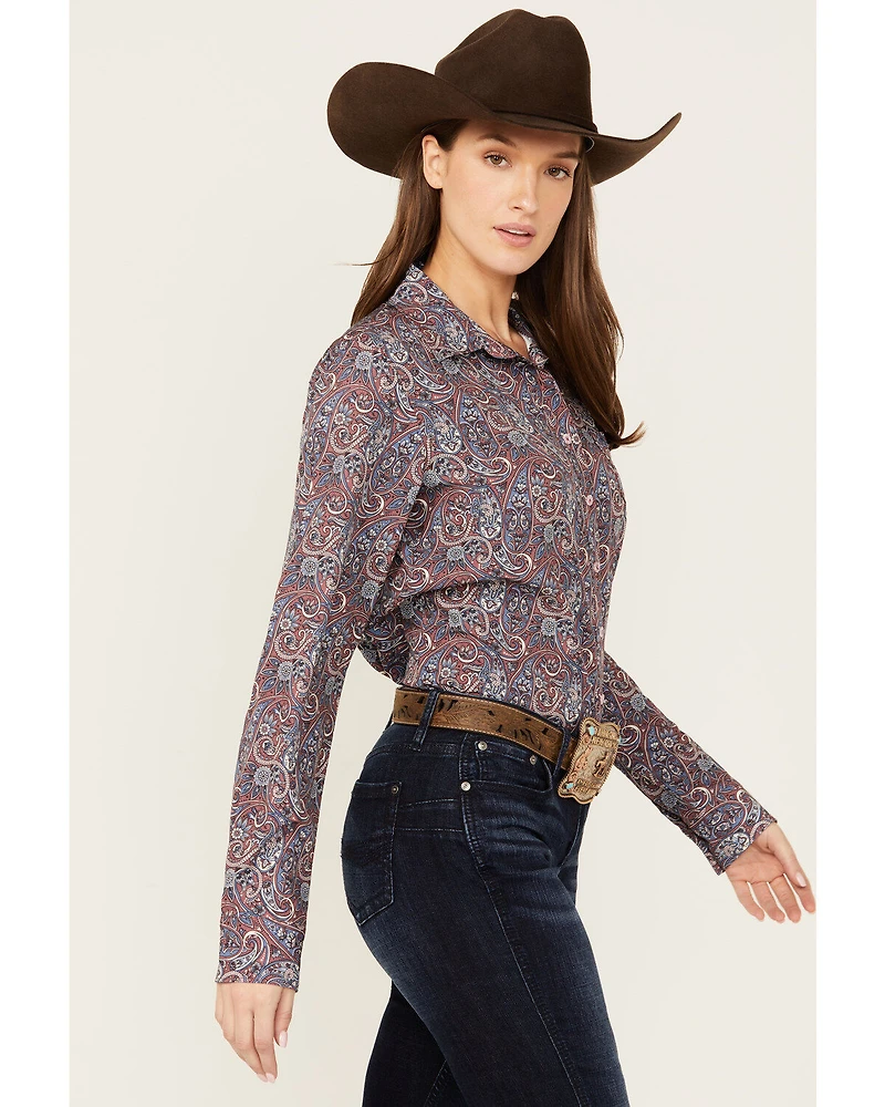 Cinch Women's ARENAFLEX® Paisley Print Long Sleeve Button-Down Western Shirt