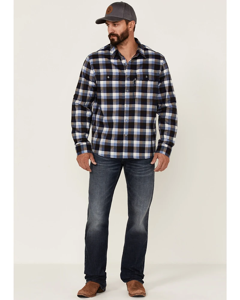 Flag & Anthem Men's Multi Manhasset Performance Plaid Long Sleeve Button-Down Western Flannel Shirt