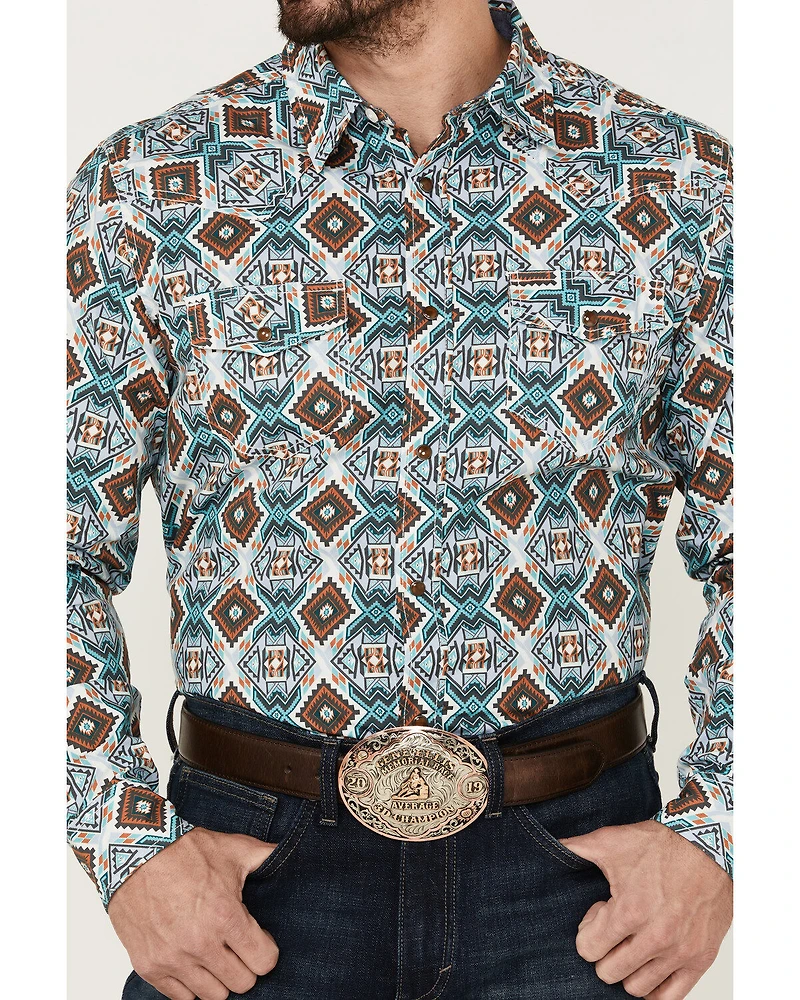 Cody James Men's Great Plains Southwestern Print Long Sleeve Snap Western Shirt