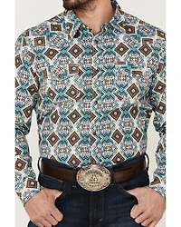 Cody James Men's Great Plains Southwestern Print Long Sleeve Snap Western Shirt