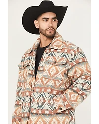 Cripple Creek Men's Southwestern Print Sherpa Lined Blanket Shirt Jacket