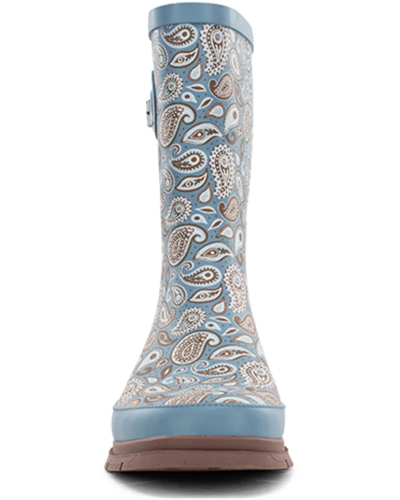 Western Chief Women's Bandana Print Mid Rain Boots - Round Toe