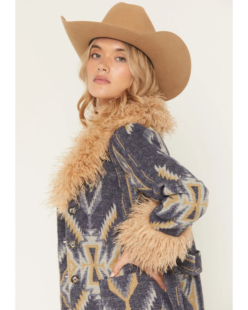 Idyllwind Women's Maxey Fur Trim Long Jacket