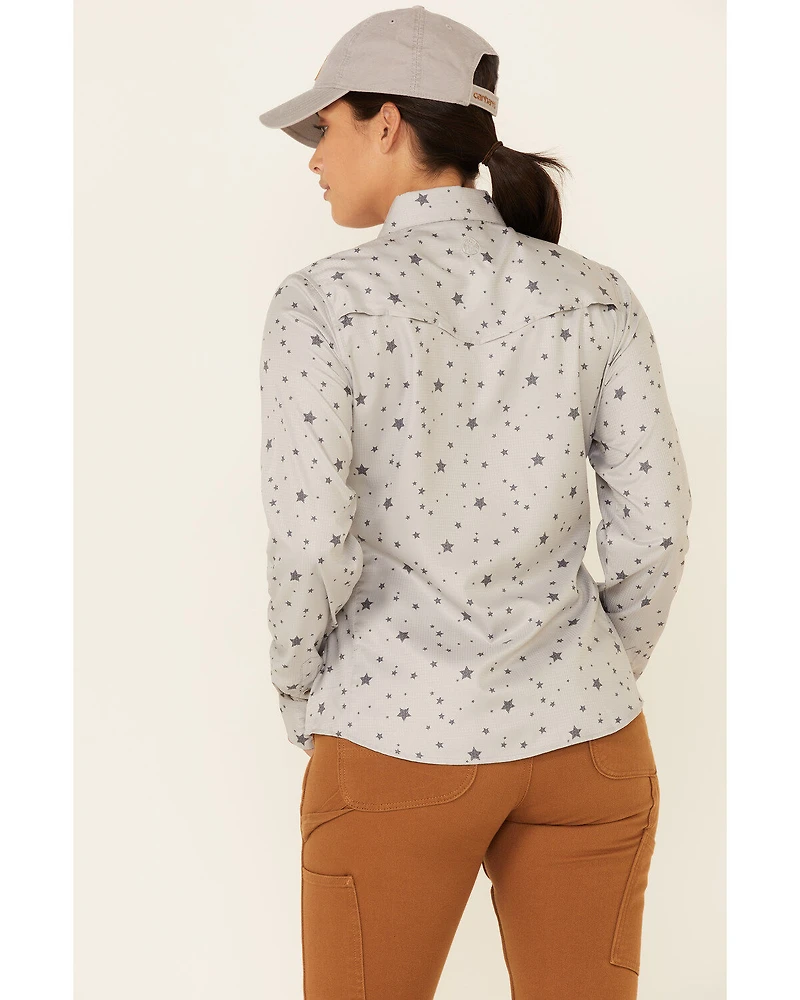 Hooey Women's Star Print Habitat Sol Lightweight Long Sleeve Pearl Snap Western Core Shirt