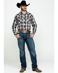 Roper Men's West Made Desert Dobby Plaid Long Sleeve Western Shirt