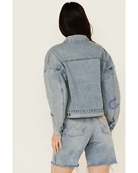 Rock & Roll Denim Women's Light Wash Rhinestone Embellished Jacket