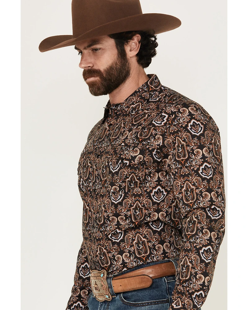Gibson Men's Reward Medallion Print Long Sleeve Snap Western Shirt