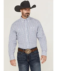 Wrangler Men's Plaid Print Long Sleeve Button-Down Stretch Western Shirt