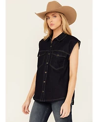 Flying Tomato Women's Dark Wash Denim Vest