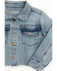 Shyanne Toddler Girls' Forks Light Wash Frayed Embroidered Denim Jacket