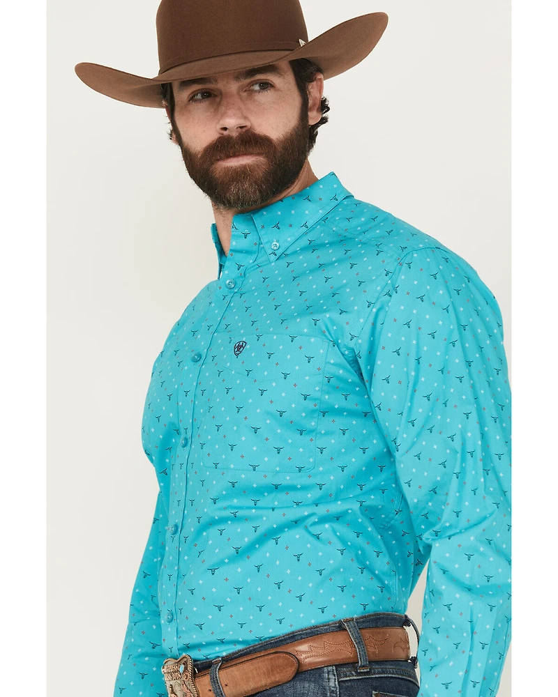 Ariat Men's Willke Steerhead Print Long Sleeve Button-Down Western Shirt