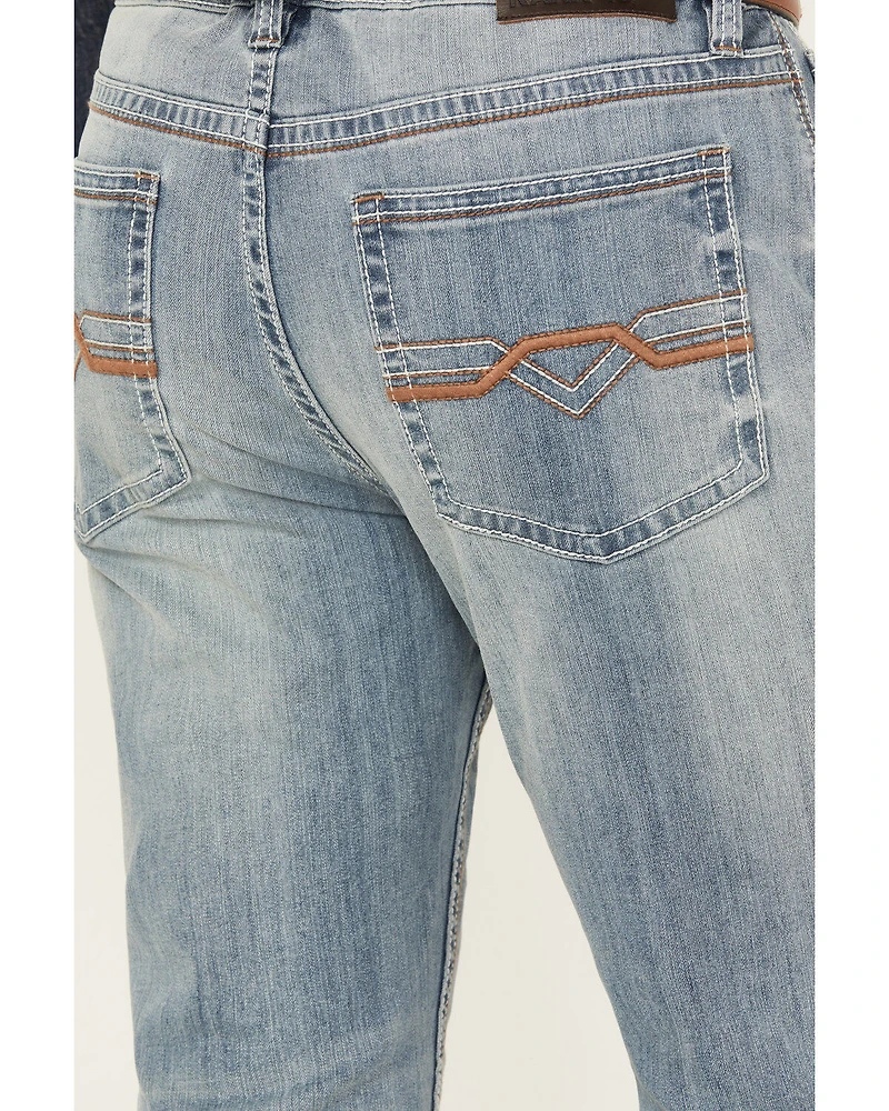 RANK 45® Men's Scoreline Wash Trigger Slim Bootcut 4-Way Performance Stretch Denim Jeans