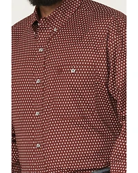 George Strait by Wrangler Men's Medallion Print Long Sleeve Button-Down Stretch Western Shirt