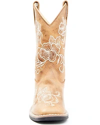 Shyanne Girls' Little Lasy Floral Embroidered Western Boots - Broad Square Toe