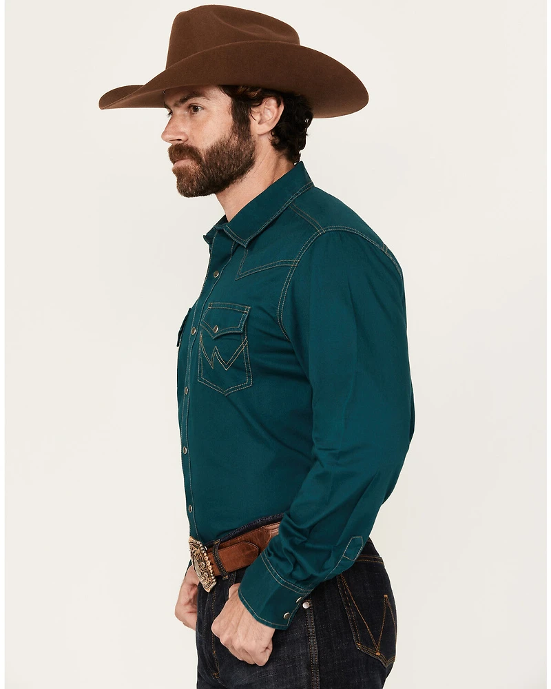 Wrangler Retro Men's Solid Long Sleeve Snap Western Shirt