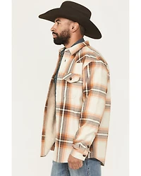 Cody James Men's Grant Plaid Print Long Sleeve Sherpa Lined Button-Down Shirt Jacket