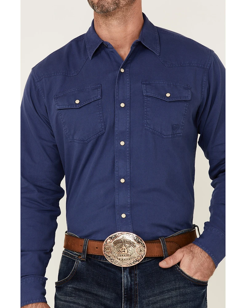 Ariat Men's Solid Teal Jurlington Retro Long Sleeve Pearl Snap Western Shirt