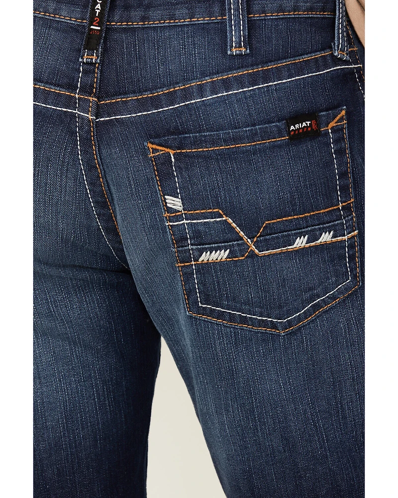 Ariat Men's FR M4 Stillwell Dark Wash Durastretch Relaxed Bootcut Work Jeans