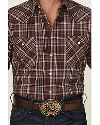 Rough Stock by Panhandle Men's Plaid Print Long Sleeve Pearl Snap Western Shirt