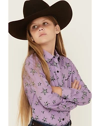 Cruel Girl Girls' Star Print Long Sleeve Snap Western Shirt