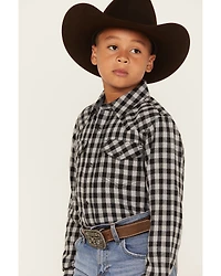 Cody James Boys' Gingham Print Long Sleeve Snap Western Flannel Shirt