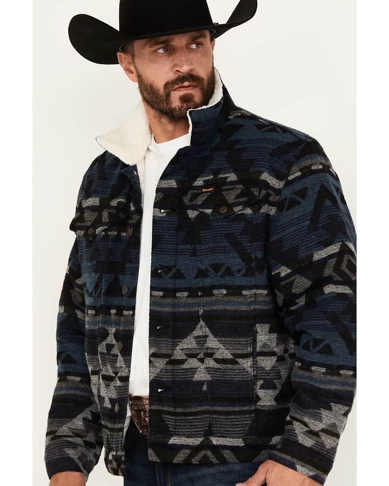 Wrangler Men's Southwestern Print Sherpa Lined Jacket
