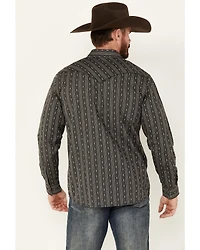 Moonshine Spirit Men's Concrete Cowboy Striped Print Long Sleeve Snap Western Shirt