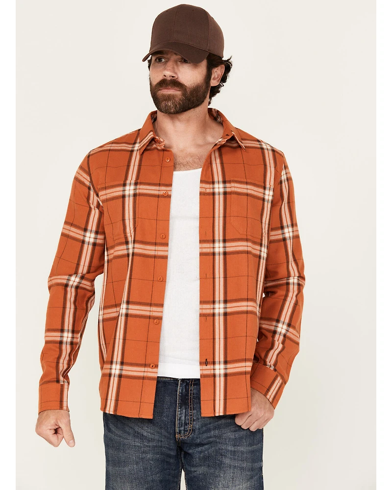 Brothers and Sons Men's Hatch Plaid Print Long Sleeve Button-Down Stretch Western Shirt