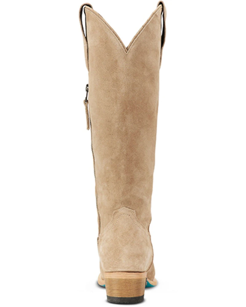 Lane Women's Plain Jane Suede Tall Western Boots - Round Toe