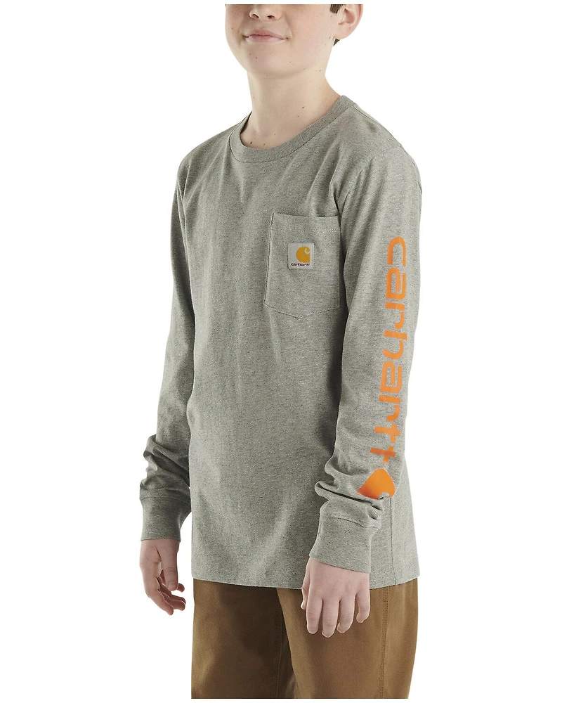 Carhartt Boys' Logo Long Sleeve Pocket T-Shirt