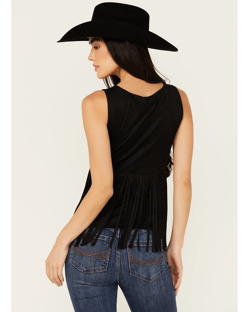 Idyllwind Women's Pennington Faux Suede Twisted Fringe Top