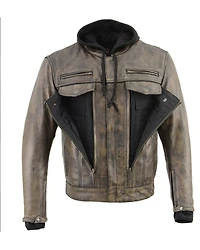 Milwaukee Leather Men's Distressed Utility Pocket Ventilated Concealed Carry Motorcycle Jacket - 5X
