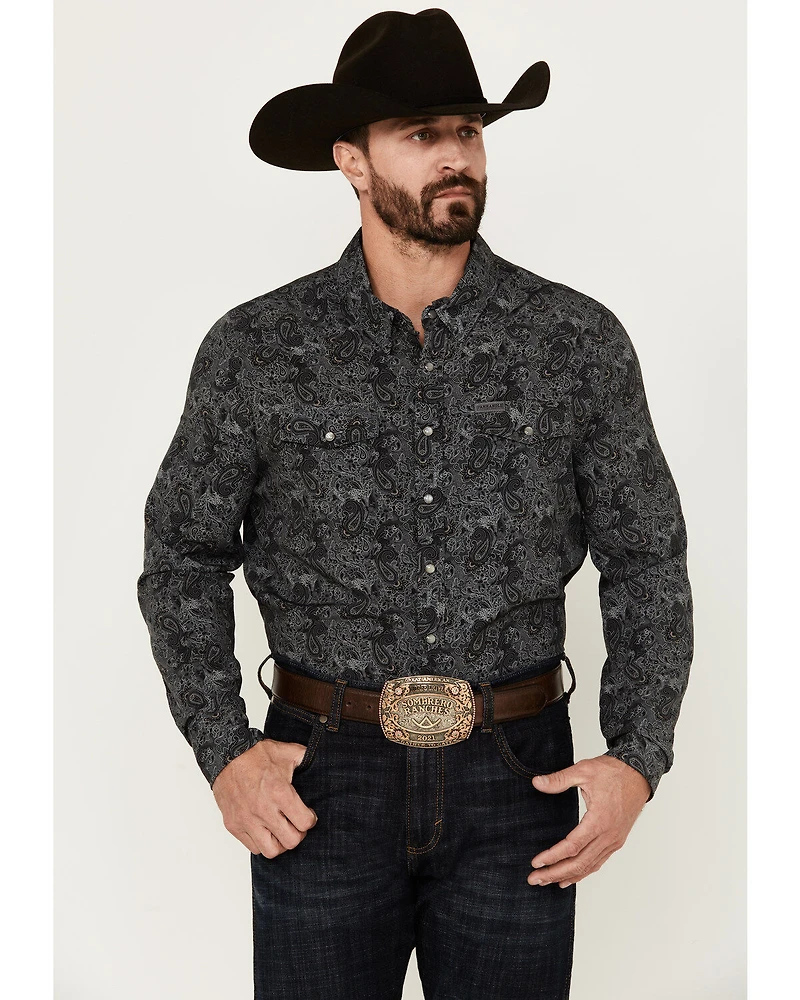 Panhandle Men's Paisley Print Long Sleeve Snap Performance Western Shirt
