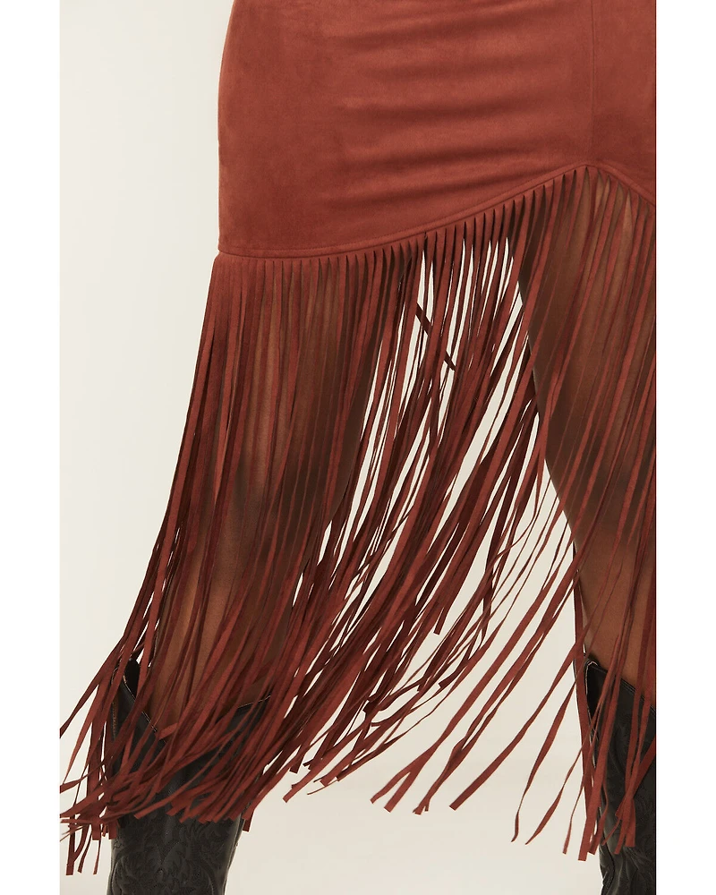 Shyanne Women's Faux Suede Fringe Mini Skirt