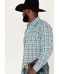 Wrangler Men's Plaid Print Long Sleeve Snap Western Shirt