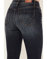 Shyanne Women's Dark Wash Mid Rise Slit Boot Cut Jeans