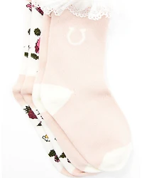 Shyanne Girls' Pointelle Floral Crew Socks - 2 Pack