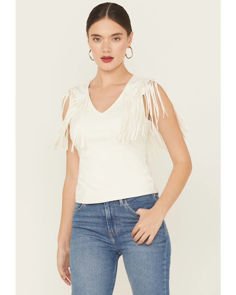 Idyllwind Women's Lady Luck Fringe Faux Suede Top