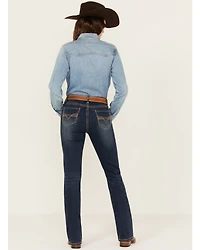 Panhandle Women's Dark Wash Mid Rise Bootcut Stretch Riding Jeans