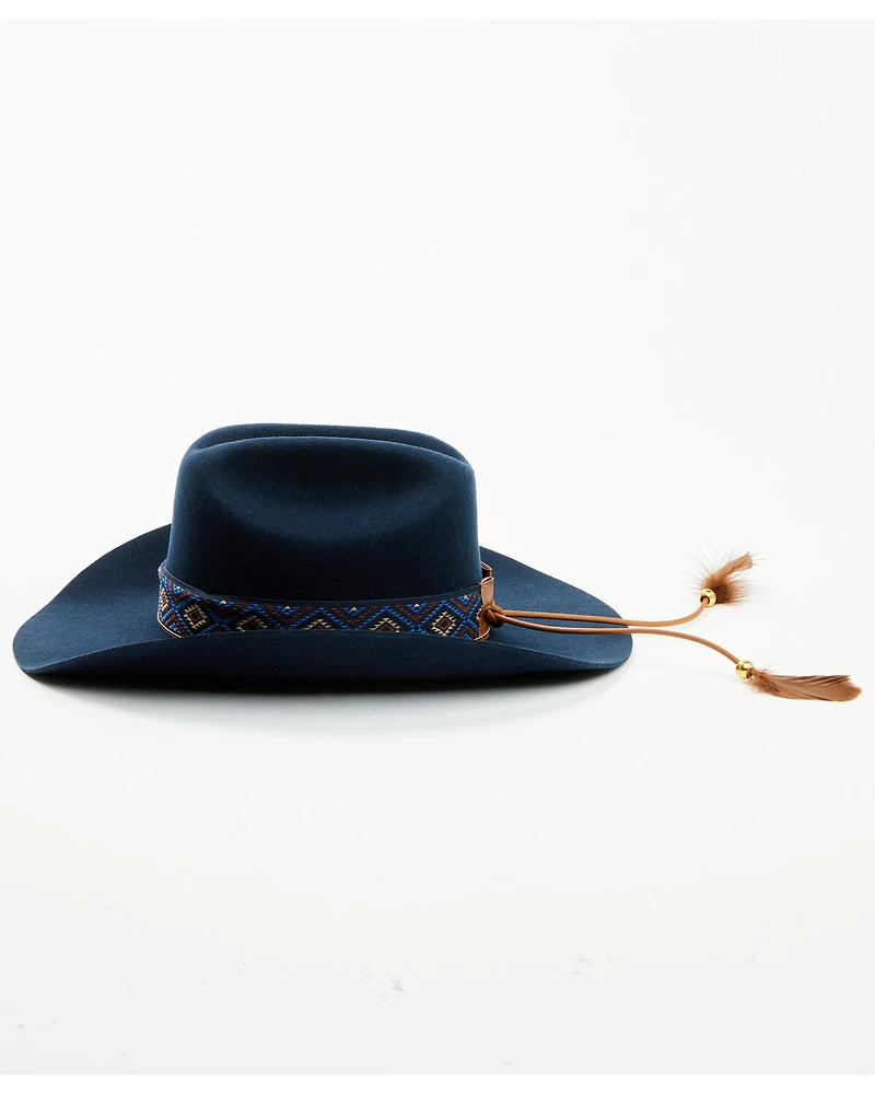 Shyanne Women's Southwestern Print Band Feathered Felt Cowboy Hat