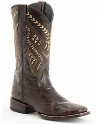 Ferrini Men's Jeese Brown Alligator Print Western Boots - Broad Square Toe