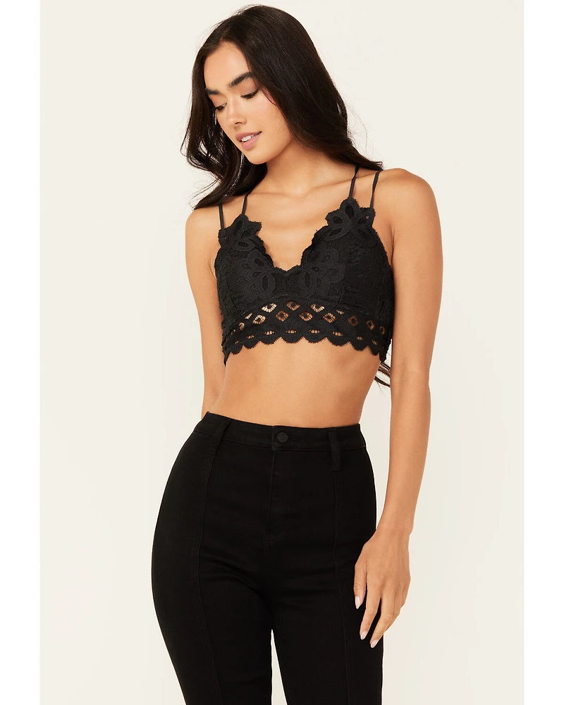 Wishlist Women's Strappy Lace Applique Scallop Bralette