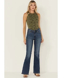 Wrangler Retro Women's Medium Wash Aria High Rise Flare Stretch Denim Jeans