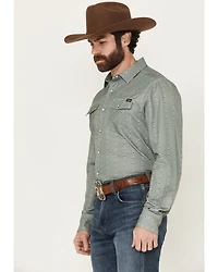 Cinch Men's Floral Striped Long Sleeve Snap Performance Western Shirt